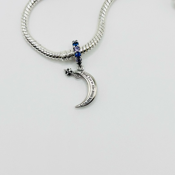 Rhinestone Pendant Moon Charm - Picture 4 of 6
